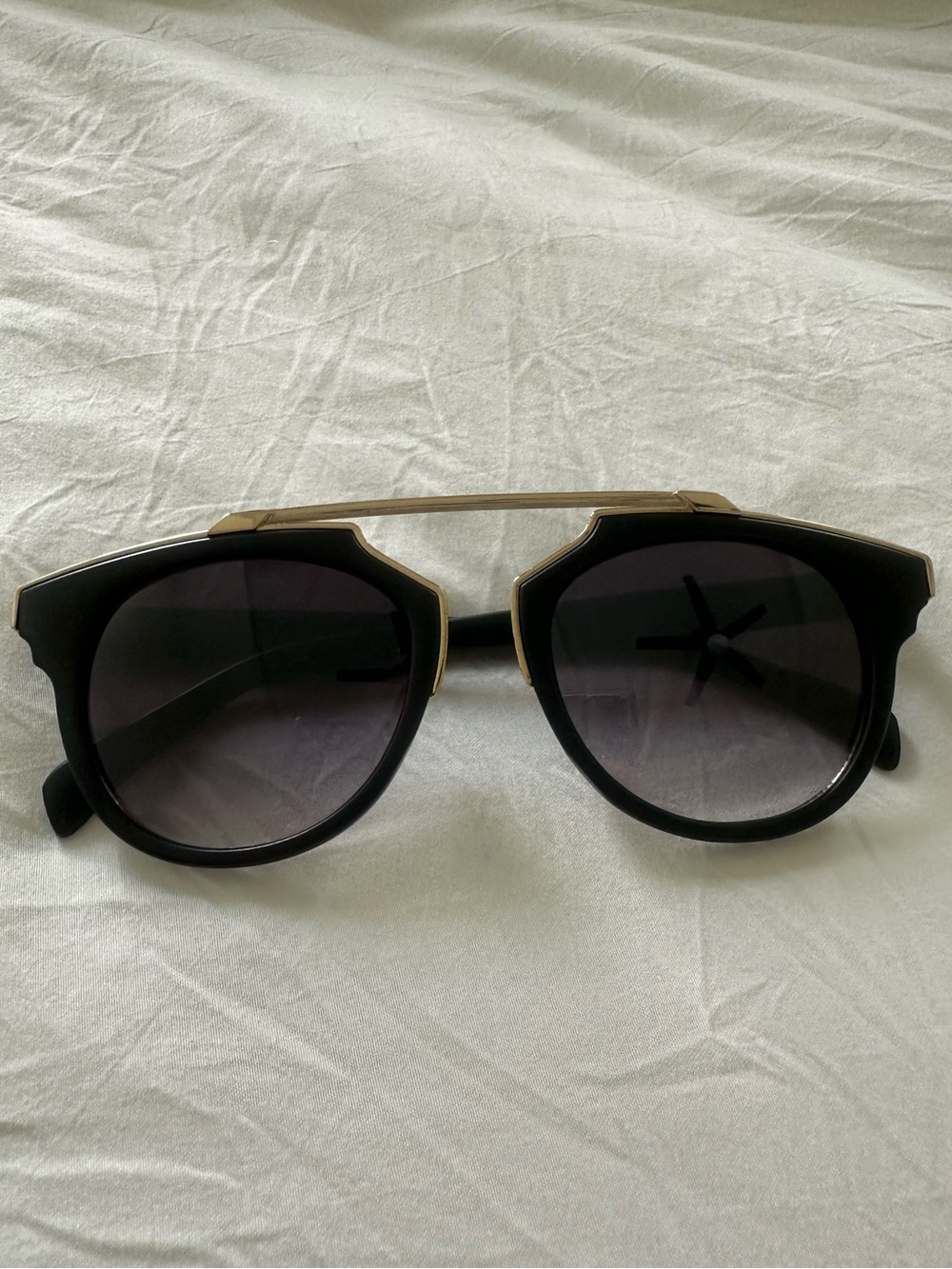 Black Sunglasses with Gold Accent - Women's Fashion Shades